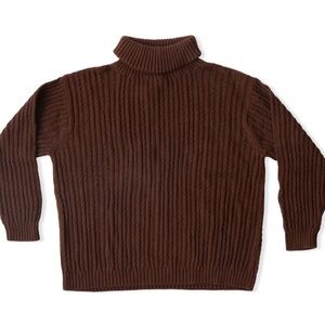 James Street Co Dylan Cotton Sweater Cable knit turtleneck medium russet